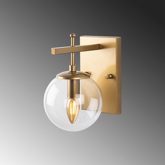 Opviq Lámpara de Pared Dorada con Tapa de Cristal